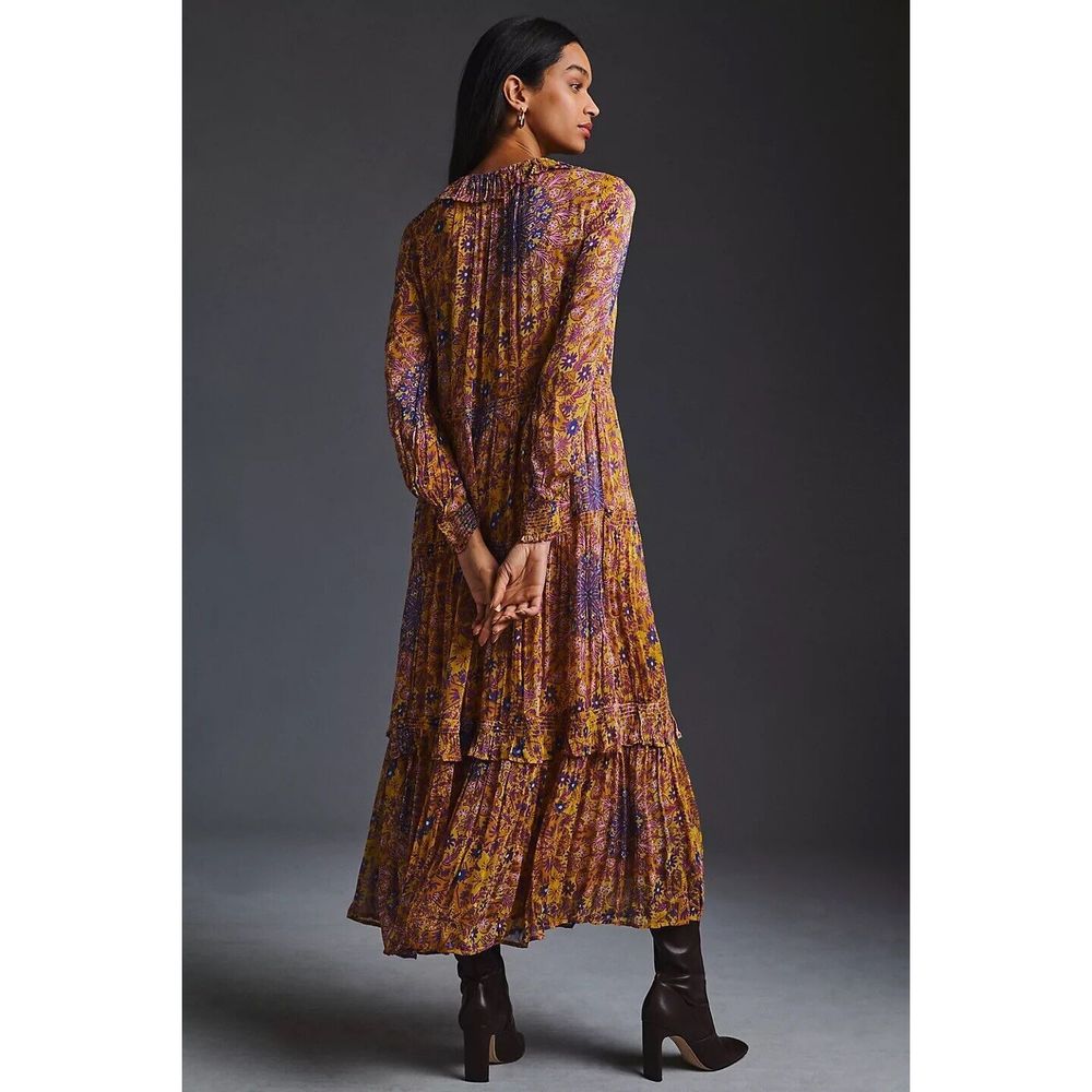 Anthropologie The Marais Printed Chiffon Maxi Dress Size S - Picture 3 of 11